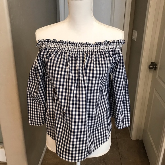 MadeWell off the shoulder gingham Top - Picture 2 of 5
